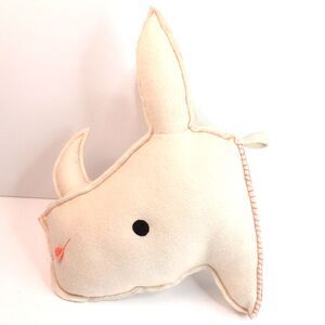 Rhinoceros Head Plush Hanging Wall Decor Nursery Play Room Daycare 11"